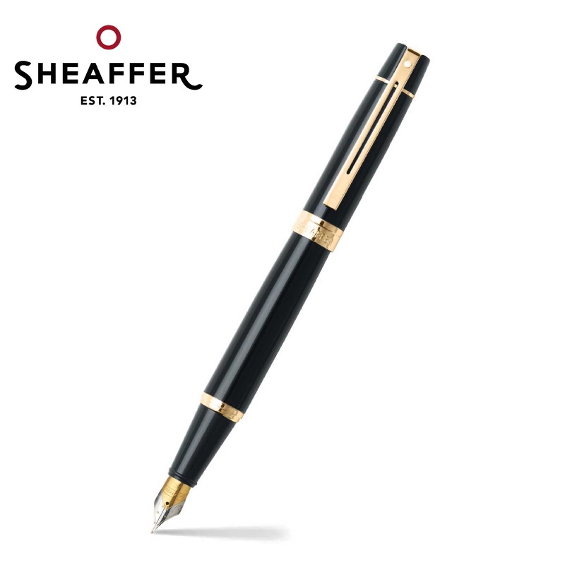 免費客製化刻字【Sheaffer】300黑桿金夾鋼筆/F尖 SFE0932543✿50B003